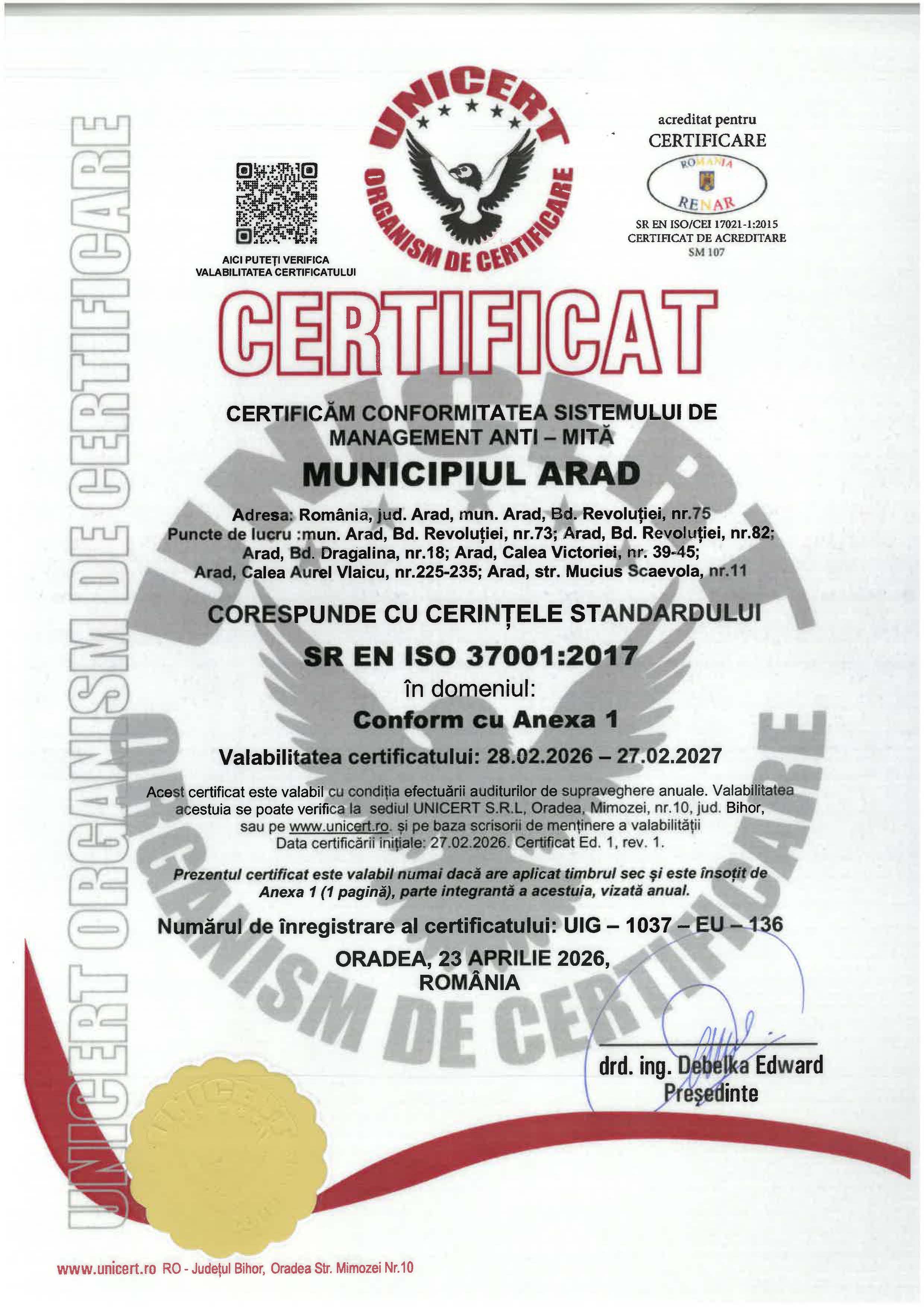 Certificat antimita 2026